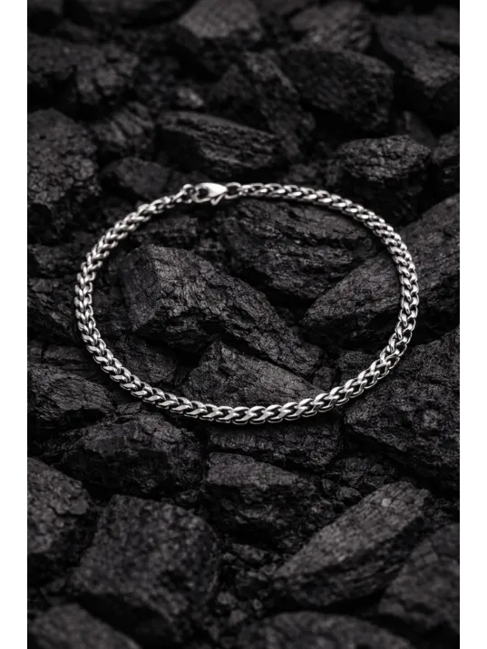 Erkek Çelik Bileklik - Kare Kesim İnce Model Erkek Paslanmaz Çelik Bileklik