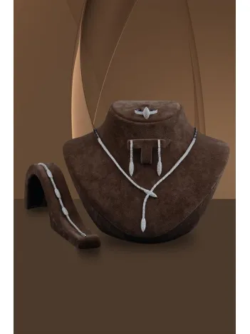 Elika Bayan Zirkon Taşlı Gümüş Su Yolu Set - Kolye, Bileklik, Küpe, Yüzük