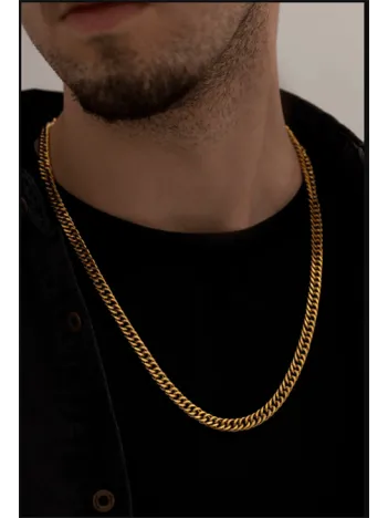 Erkek Kolye - Gurmet Model Erkek Çelik Kolye - Altın Renk - 7 Mm Kalınlık - Paslanmaz Çelik-Gold Erkek Kolye - Gurmet Model Erkek Çelik Kolye - Altın Renk - 7 Mm Kalınlık - Paslanmaz Çelik-Gold