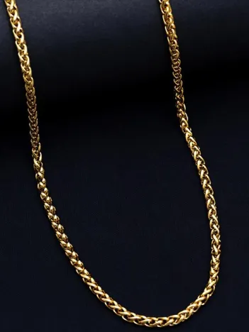 18 Ayar Gerçek Altın Kaplama - Spiga Model Çelik Kolye - Erkek Kolye