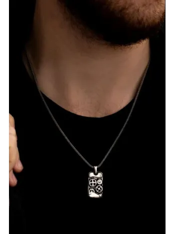 Erkek Gümüş Kolye - Parlak Model Makina Mühendislerine Dişli Çarklı Mekanizma Gümüş Kolye