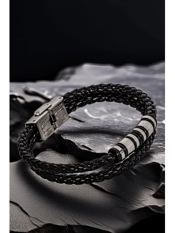 Erkek Çelik Bileklik - Çift Sıra Örgü Model Bileklik