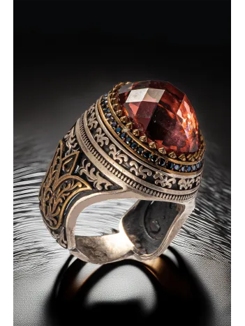 Erkek Zultanit Taşlı Otantik Model Gümüş Yüzük