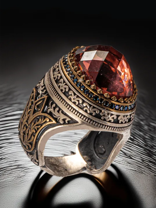 Erkek Zultanit Taşlı Otantik Model Gümüş Yüzük