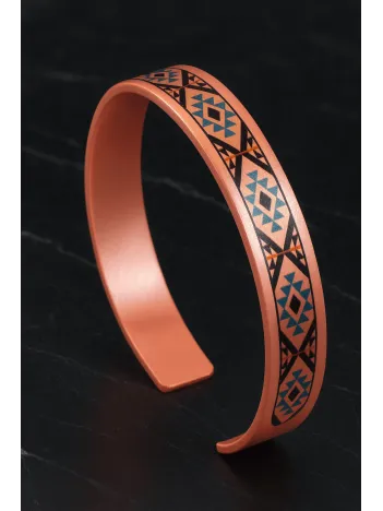 Kadın Bakır Bileklik - Liva Model Özel Baskı Metal Kutu Ve Kuvars Taşı