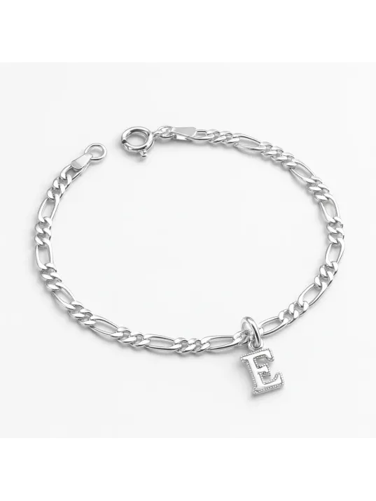 925 Ayar Harfli Gümüş Bileklik - Sevgiliye Hediye 3mm Figaro 925 Ayar Gümüş Kolye Künye