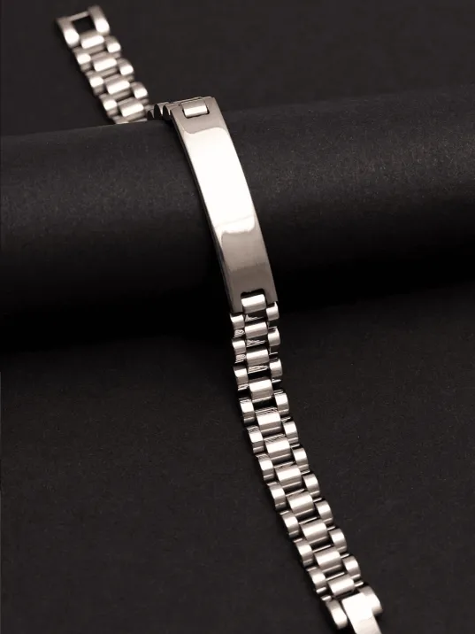 Erkek Çelik Bileklik - İsim Yazılan Lüks Bukle Model Çelik Bileklik Künye