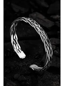Erkek Gümüş Bileklik - Titus El Yapımı Model Erkek Bileklik Kelepçe Her Bileğe Uyar