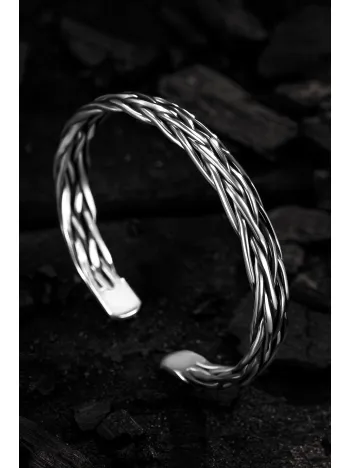 Erkek Gümüş Bileklik - Titus El Yapımı Model Erkek Bileklik Kelepçe Her Bileğe Uyar