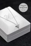 Kadın Gümüş Kolye - Swarovski Taşlı Zirconia Yusufçuk Motifli Kadın Kolye