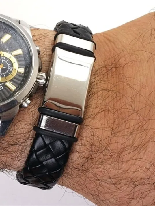 Örme Deri Erkek Bileklik Kalın Model