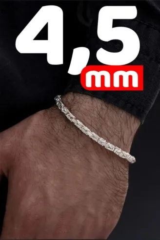 OSMANLI GÜMÜŞ Parlak Kare Kral 4.5 mm Erkek Gümüş Bileklik