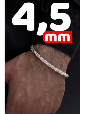 OSMANLI GÜMÜŞ Parlak Kare Kral 4.5 mm Erkek Gümüş Bileklik