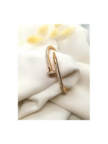 Ottoman Taş İşlemeli Altın Renk Kadın Çivi Model Bileklik