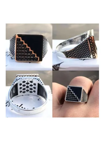 Erkek Gümüş Yüzük - Siyah Zirkon Taşlı 925 Ayar Gümüş Erkek Yüzük Erkek Gümüş Yüzük - Siyah Zirkon Taşlı 925 Ayar Gümüş Erkek Yüzük