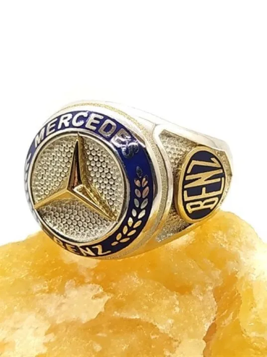 Mercedes Benz Logolu Erkek Gümüş Yüzük