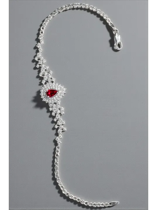 Çise Yakut Taşlı Gümüş Su Yolu Kadın Bileklik Çise Yakut Taşlı Gümüş Su Yolu Kadın Bileklik