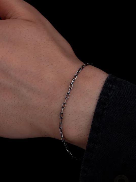 Erkek Gümüş Bileklik - 925 Ayar Oksitli Forse Zincir Gümüş Bileklik Erkek Gümüş Bileklik - 925 Ayar Oksitli Forse Zincir Gümüş Bileklik
