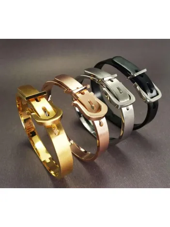 OttoMan Kelepçe Kemer Modeli Erkek Bayan Çelik Bileklik-Gümüş