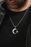 Erkek Gümüş Kolye - Ay Yıldız Motifli Kral Zincirli Erkek Kolye Erkek Gümüş Kolye - Ay Yıldız Motifli Kral Zincirli Erkek Kolye