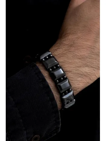 Doğal Hematit Taşlı Erkek Bileklik