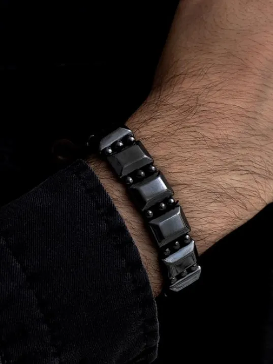 Doğal Hematit Taşlı Erkek Bileklik