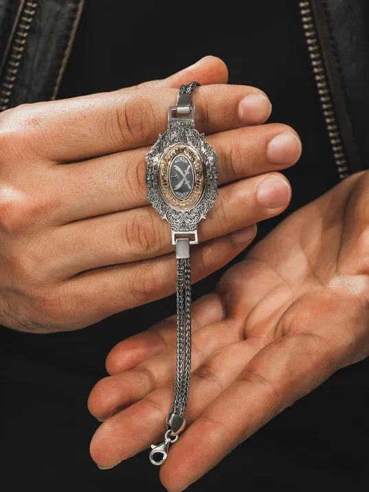 Erkek Gümüş Bileklik - Çift Hz. Ali Zülfikar Kılıcı Tilki Kuyruğu Zincirli 925 Ayar Erkek Bileklik Erkek Gümüş Bileklik - Çift Hz. Ali Zülfikar Kılıcı Tilki Kuyruğu Zincirli 925 Ayar Erkek Bileklik