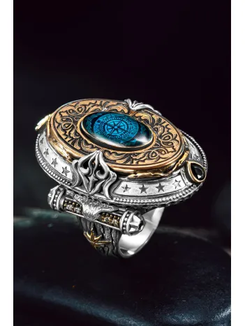 Erkek Gümüş Yüzük - Özel Tasarım Pusula Model Erkek Zihgir Yüzük Erkek Gümüş Yüzük - Özel Tasarım Pusula Model Erkek Zihgir Yüzük