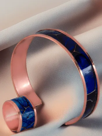 Kadın Bakır Bileklik Yüzük Set - Ocean Model Özel Baskı Metal Kutu Ve Kuvars Taşı