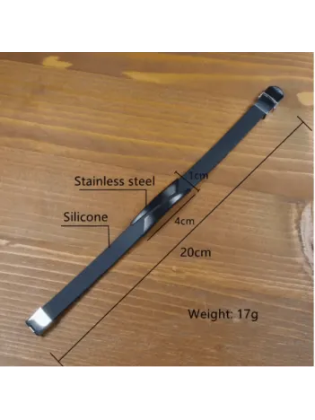 Erkek Çelik Bileklik - Siyah Yamuk Çerçeve Model Kauçuk Bileklik