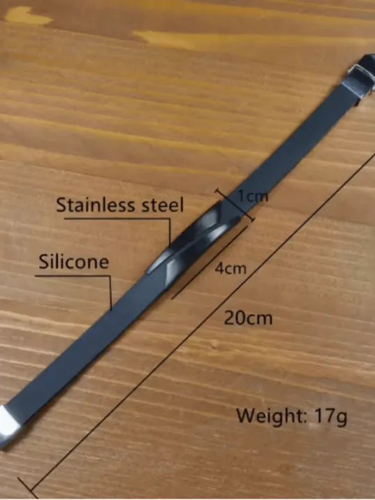 Erkek Çelik Bileklik - Siyah Yamuk Çerçeve Model Kauçuk Bileklik