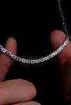 Erkek Gümüş Kolye - 4.5mm Dikdörtgen Kesim Yassı Kral Gümüş Kolye