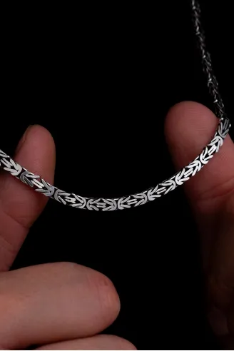 Erkek Gümüş Kolye - 4.5mm Dikdörtgen Kesim Yassı Kral Gümüş Kolye