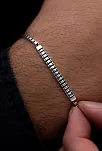 Erkek Gümüş Bileklik -Küp Zincirli Basamak Model Gümüş Bileklik