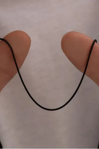 Erkek Çelik Kolye - Snake Yılan Sarp Siyah Erkek Çelik Kolye Zincir Yuvarlak Model