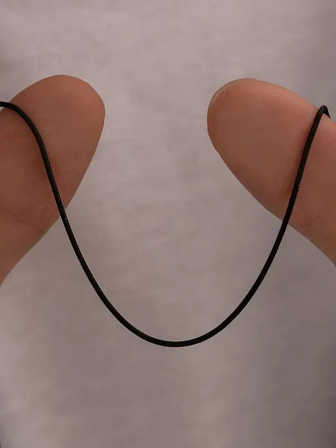Erkek Çelik Kolye - Snake Yılan Sarp Siyah Erkek Çelik Kolye Zincir Yuvarlak Model