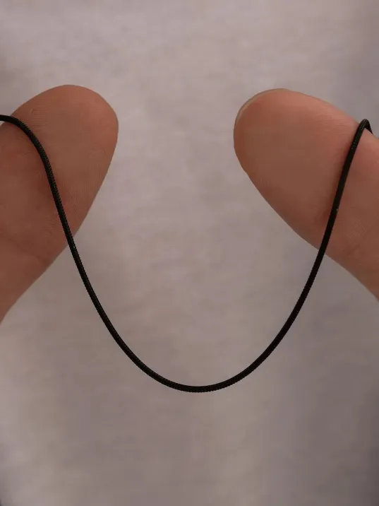 Erkek Çelik Kolye - Snake Yılan Sarp Siyah Erkek Çelik Kolye Zincir Yuvarlak Model