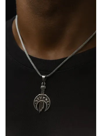 Erkek Gümüş Kolye - Türk Yazılı Kılıç Model Gümüş Erkek Kolye