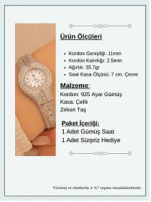Kadın Gümüş Saat - Zirkon Taşlı 925 Ayar Gümüş Kadın Saat