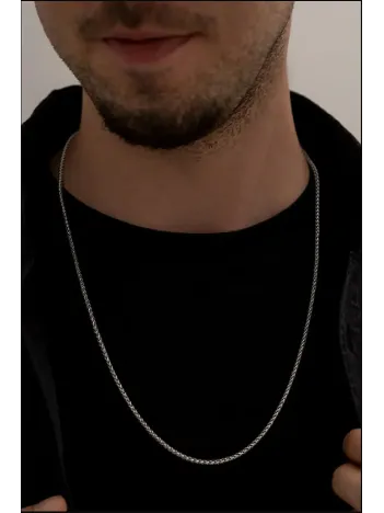 Yuvarlak Kral Model Çelik Erkek Kolye Zincir 3mm Orta Kalınlıkta