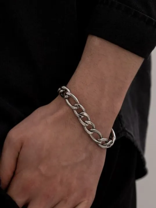 Erkek Çelik Bileklik Figaro Çelik Bileklik 10 Mm Kalın Model