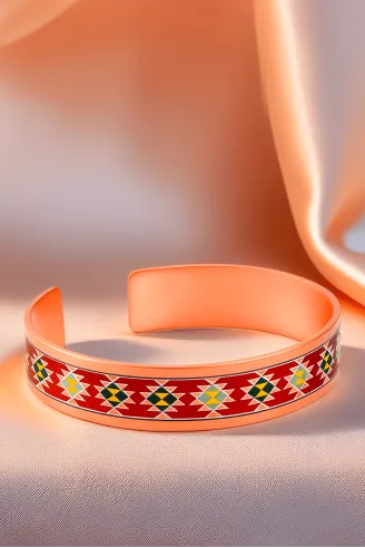 Kadın Bakır Bileklik - Natasha Model Özel Baskı Metal Kutu Ve Kuvars Taşı