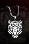 Erkek Gümüş Kolye - Kaplan İşlemeli Kral Zincirli Erkek Kolye Erkek Gümüş Kolye - Kaplan İşlemeli Kral Zincirli Erkek Kolye