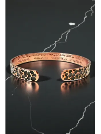 Erkek Kadın Bakır Bileklik -2 Ayetel Kursi Dualı Saf Dövme Grift Kelepçe Metal Kutu Doğal Taş