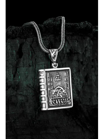 Küçük Boy Gümüş Muska Cevşen Haznesi Erkek Gümüş Kolye