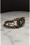 Erkek Çelik Bileklik - Kahverengi Deri Model Siyah Spiral Desenli Erkek Bileklik