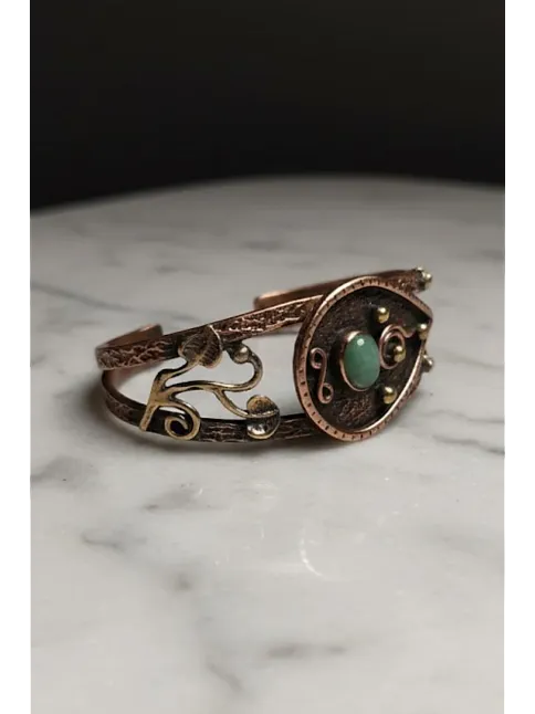Erkek Çelik Bileklik - Kahverengi Deri Model Siyah Spiral Desenli Erkek Bileklik