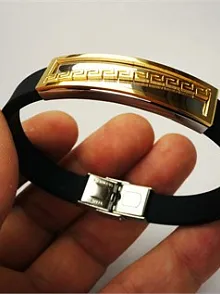 KAUÇUK ÇELİK ERKEK BİLEKLİK KÜNYE GREK MODEL