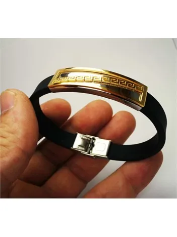 KAUÇUK ÇELİK ERKEK BİLEKLİK KÜNYE GREK MODEL