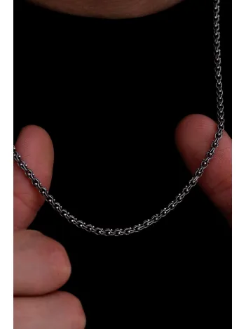 Arnavut Zinciri Erkek Gümüş Kolye Zincir Orta Kalınlıkta